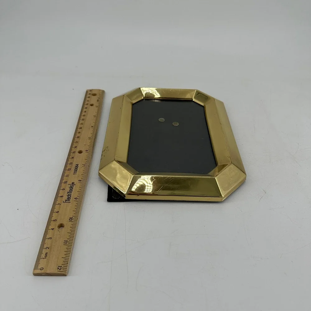 Vintage Gold Tone Octagon Beveled Picture Frame Hollywood Regency Decor 5x7
